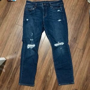 New Old Navy Size 10 Destroyed Dark Wash Slim Straight Cut Jeans Womens